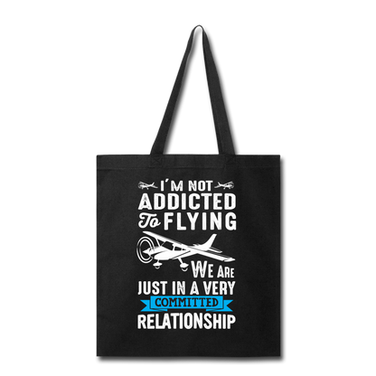 Not Addicted To Flying - White - Tote Bag - black