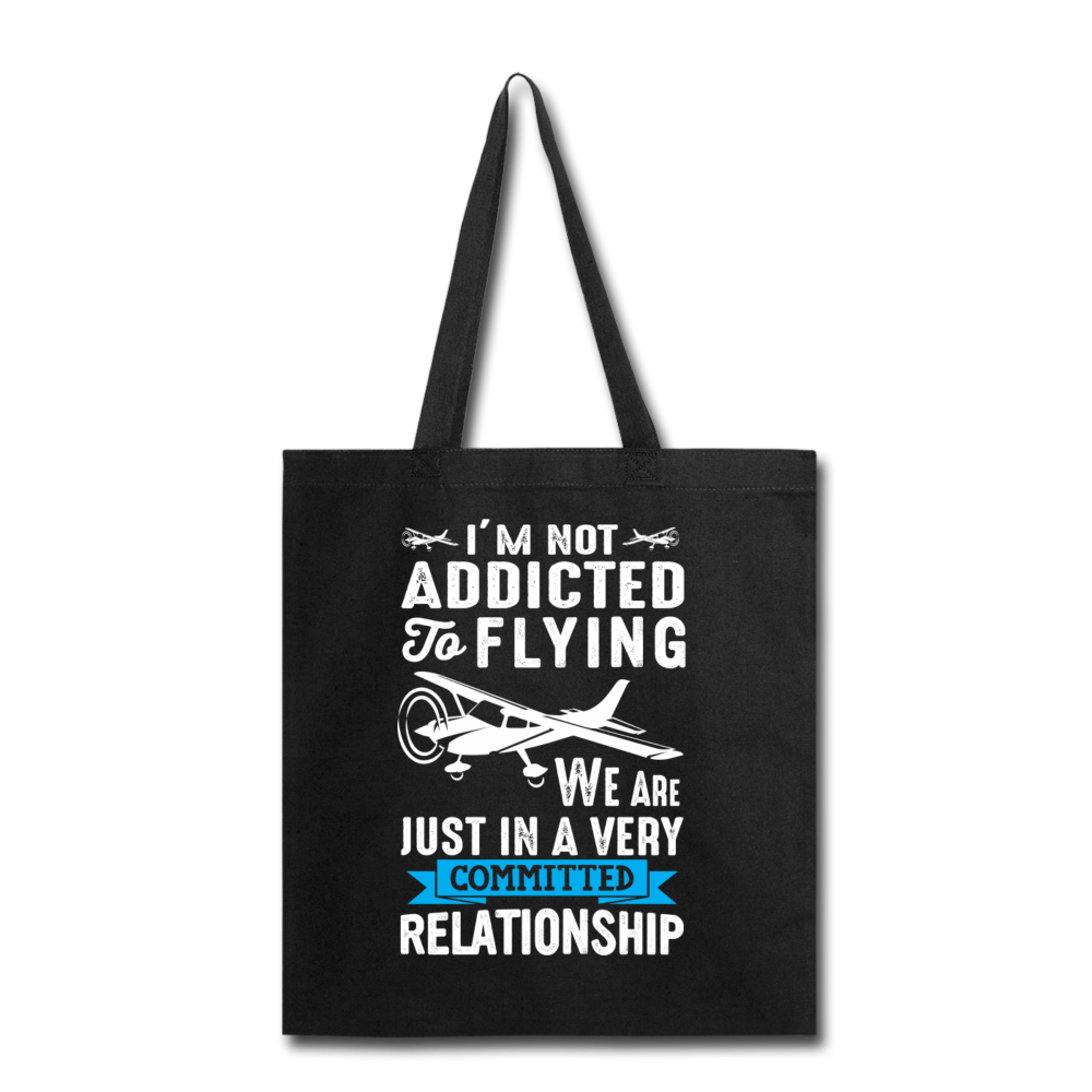 Not Addicted To Flying - White - Tote Bag - black