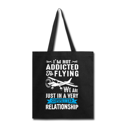 Not Addicted To Flying - White - Tote Bag - black