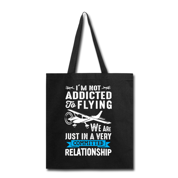 Not Addicted To Flying - White - Tote Bag - black