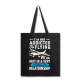 Not Addicted To Flying - White - Tote Bag - black