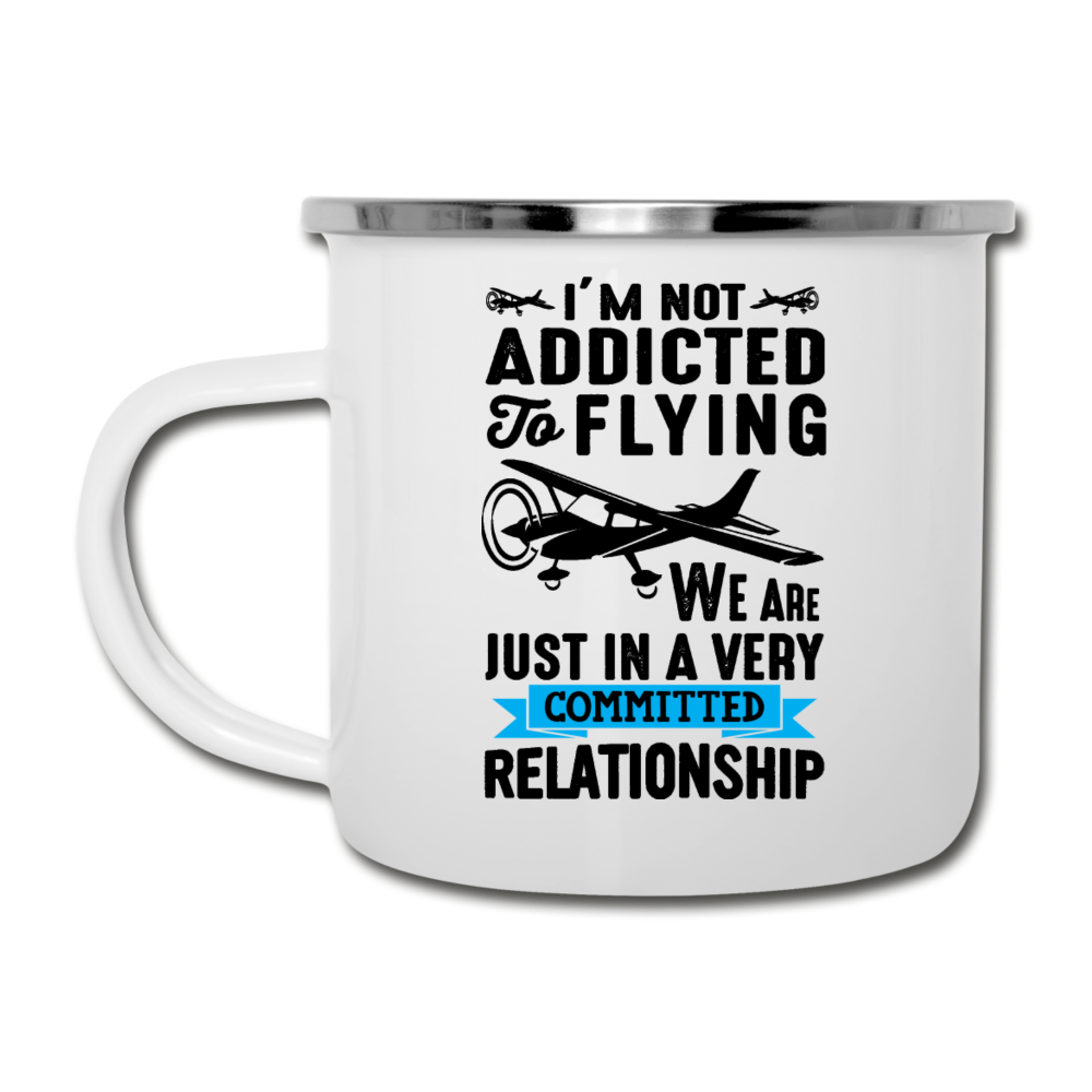 Not Addicted To Flying - Black - Camper Mug - white