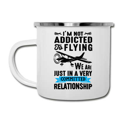 Not Addicted To Flying - Black - Camper Mug - white