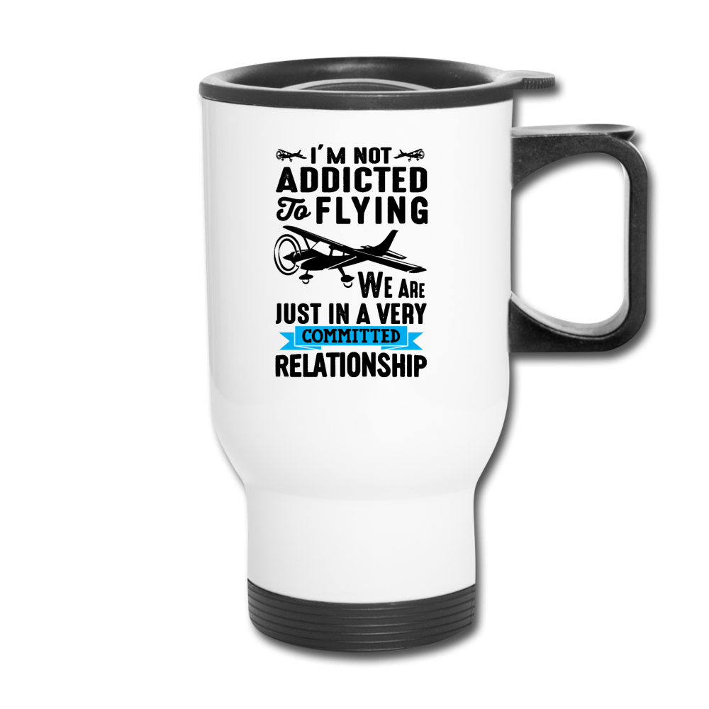 Not Addicted To Flying - Black - Travel Mug - white