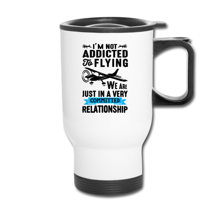 Not Addicted To Flying - Black - Travel Mug - white