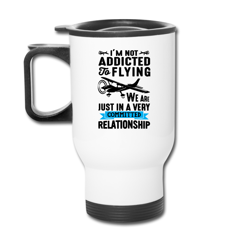 Not Addicted To Flying - Black - Travel Mug - white