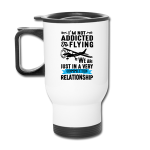 Not Addicted To Flying - Black - Travel Mug - white