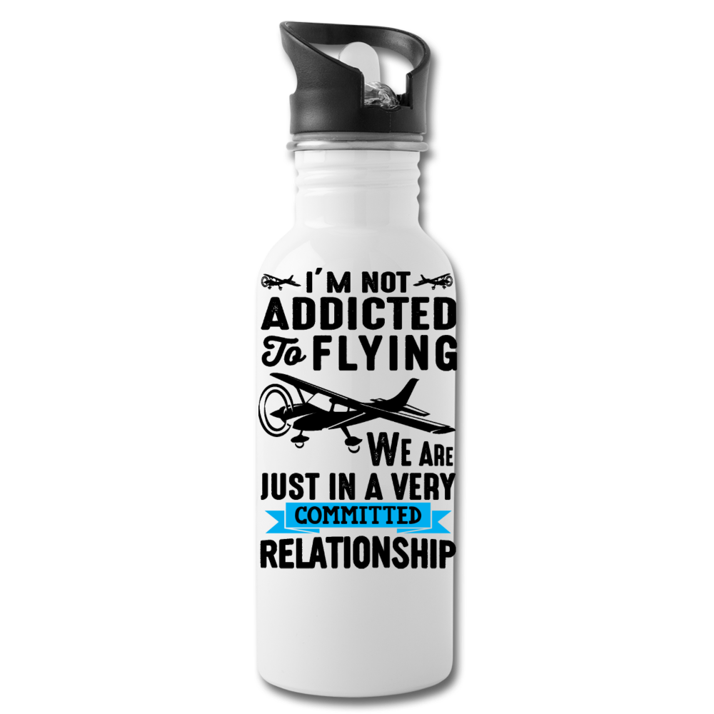 Not Addicted To Flying - Black - Water Bottle - white