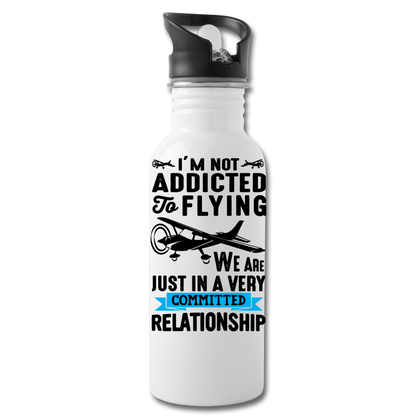 Not Addicted To Flying - Black - Water Bottle - white