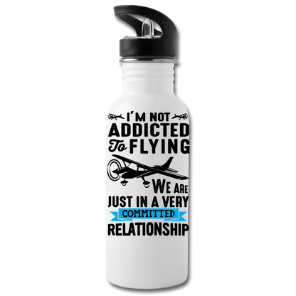 Not Addicted To Flying - Black - Water Bottle - white