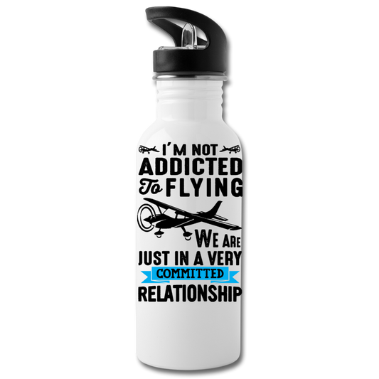 Not Addicted To Flying - Black - Water Bottle - white