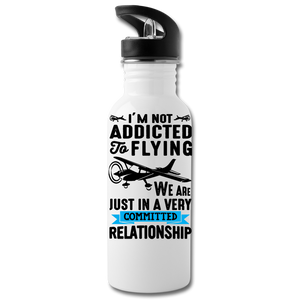 Not Addicted To Flying - Black - Water Bottle - white