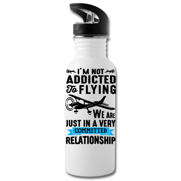 Not Addicted To Flying - Black - Water Bottle - white