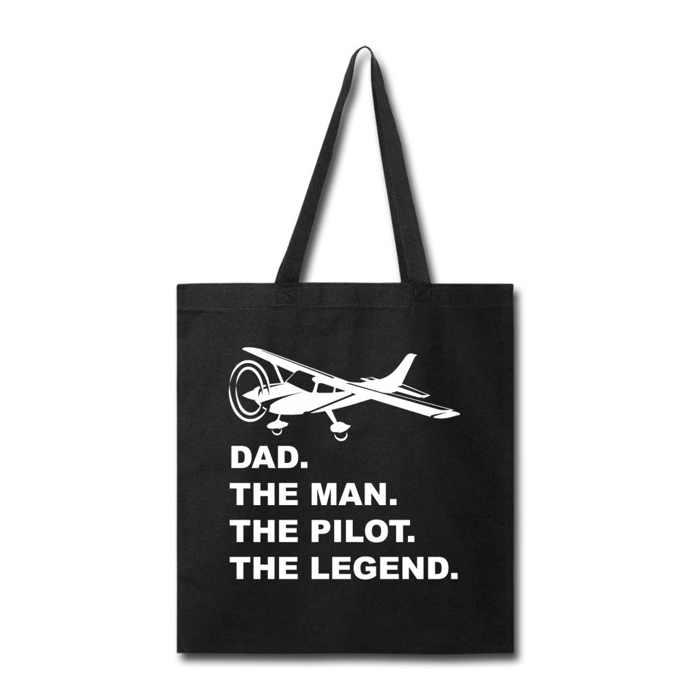 Dad - Man - Pilot - Legend - White - Tote Bag - black