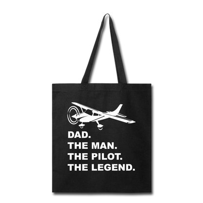 Dad - Man - Pilot - Legend - White - Tote Bag - black