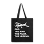 Dad - Man - Pilot - Legend - White - Tote Bag - black