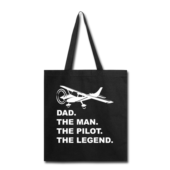 Dad - Man - Pilot - Legend - White - Tote Bag - black