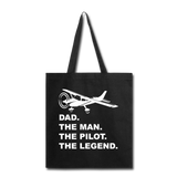 Dad - Man - Pilot - Legend - White - Tote Bag - black