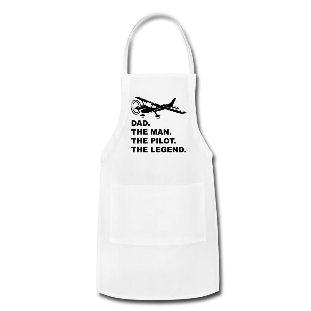 Dad - Man - Pilot - Legend - Black - Adjustable Apron - white