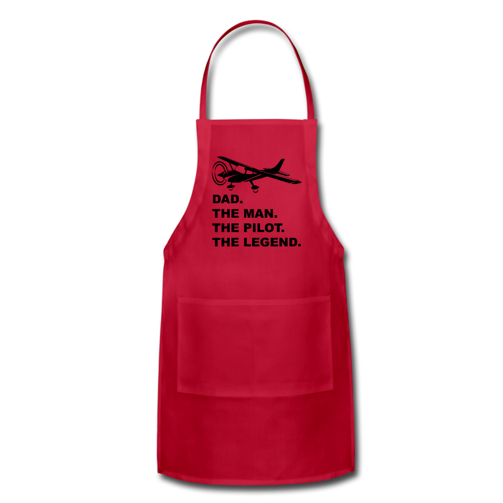 Dad - Man - Pilot - Legend - Black - Adjustable Apron - red