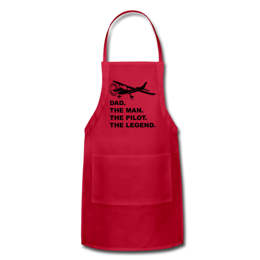 Dad - Man - Pilot - Legend - Black - Adjustable Apron - red