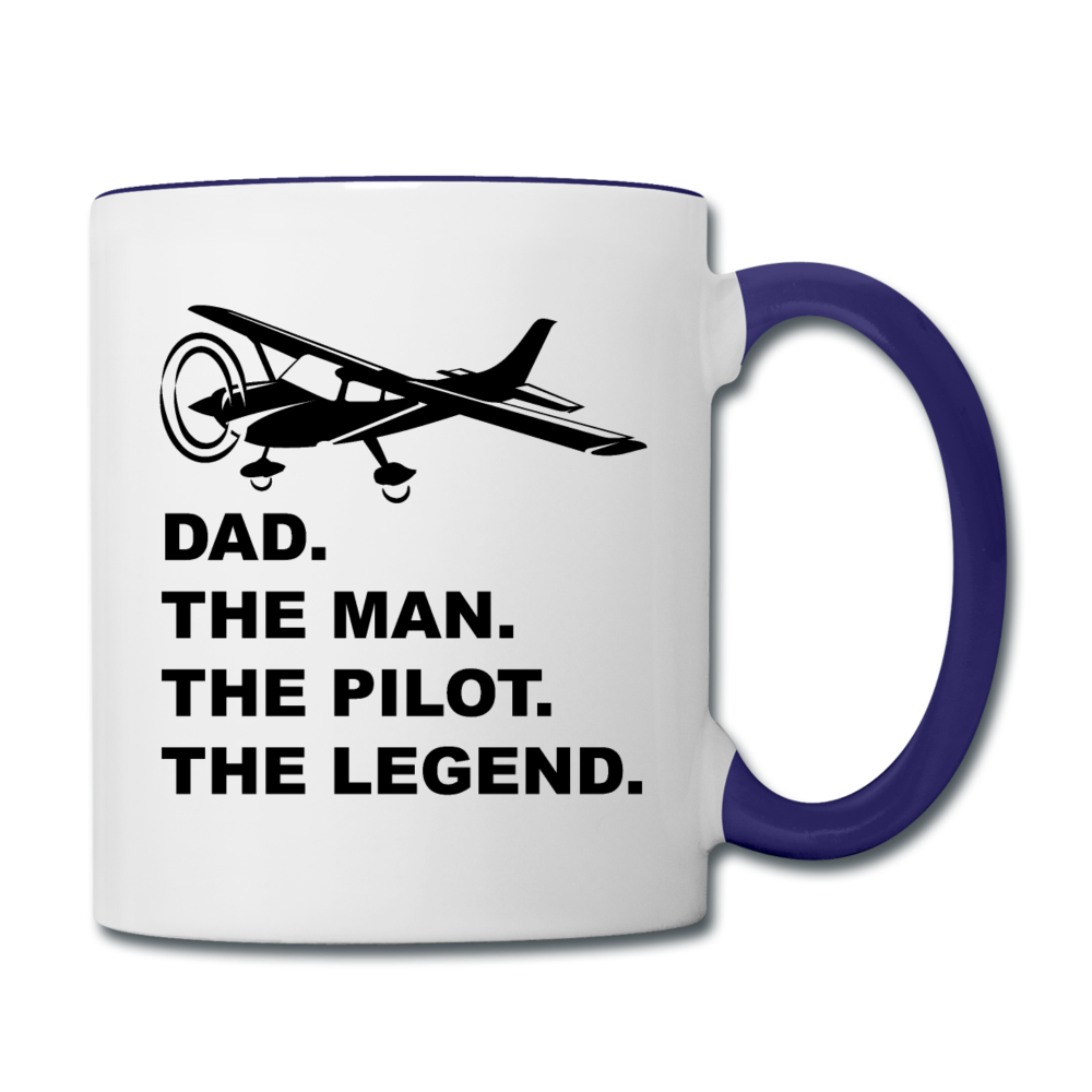 Dad - Man - Pilot - Legend - Black - Contrast Coffee Mug - white/cobalt blue