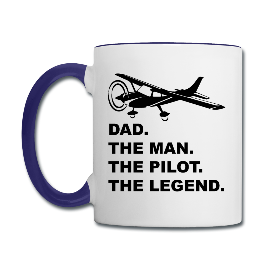 Dad - Man - Pilot - Legend - Black - Contrast Coffee Mug - white/cobalt blue