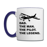 Dad - Man - Pilot - Legend - Black - Contrast Coffee Mug - white/cobalt blue