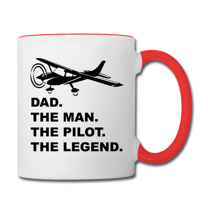 Dad - Man - Pilot - Legend - Black - Contrast Coffee Mug - white/red