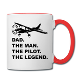 Dad - Man - Pilot - Legend - Black - Contrast Coffee Mug - white/red