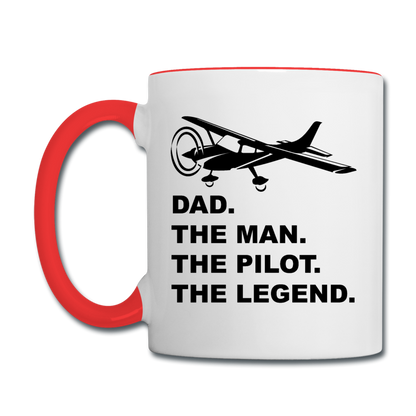 Dad - Man - Pilot - Legend - Black - Contrast Coffee Mug - white/red