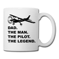 Dad - Man - Pilot - Legend - Black - Coffee/Tea Mug - white