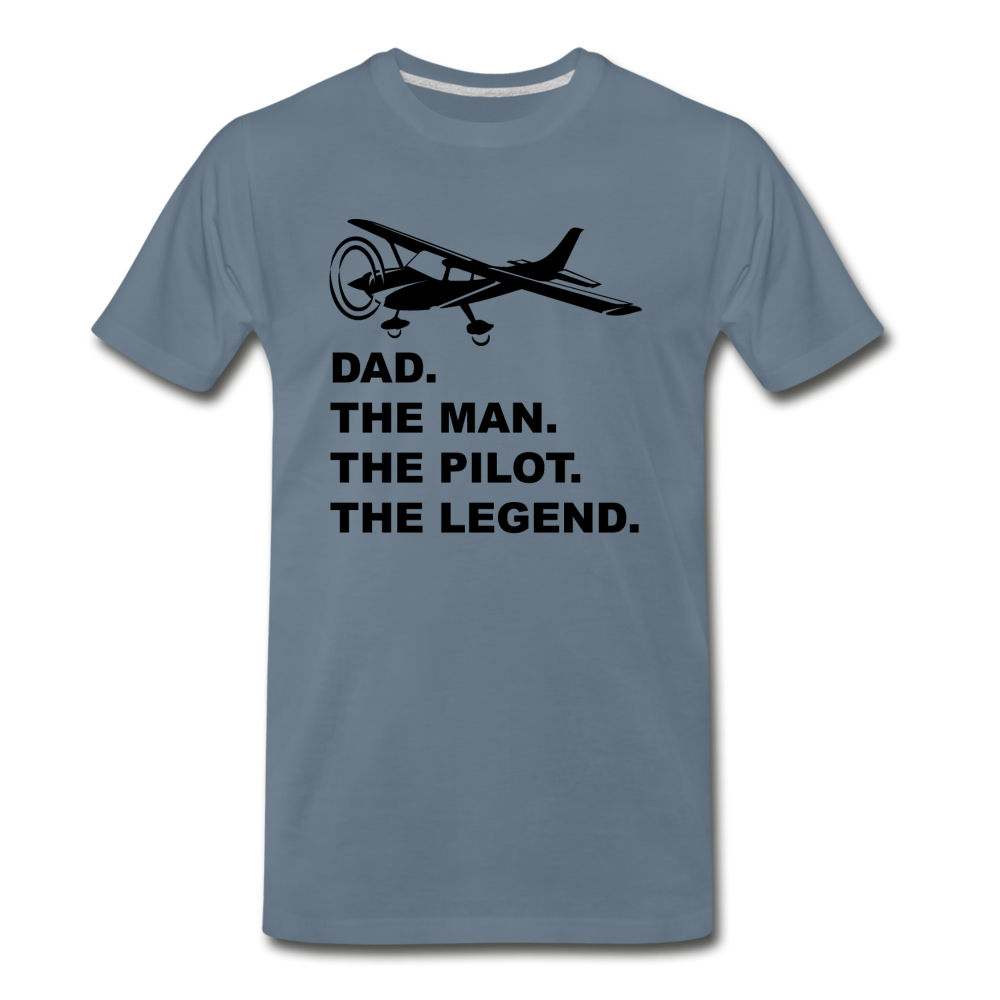 Dad - Man - Pilot - Legend - Black - Men's Premium T-Shirt - steel blue