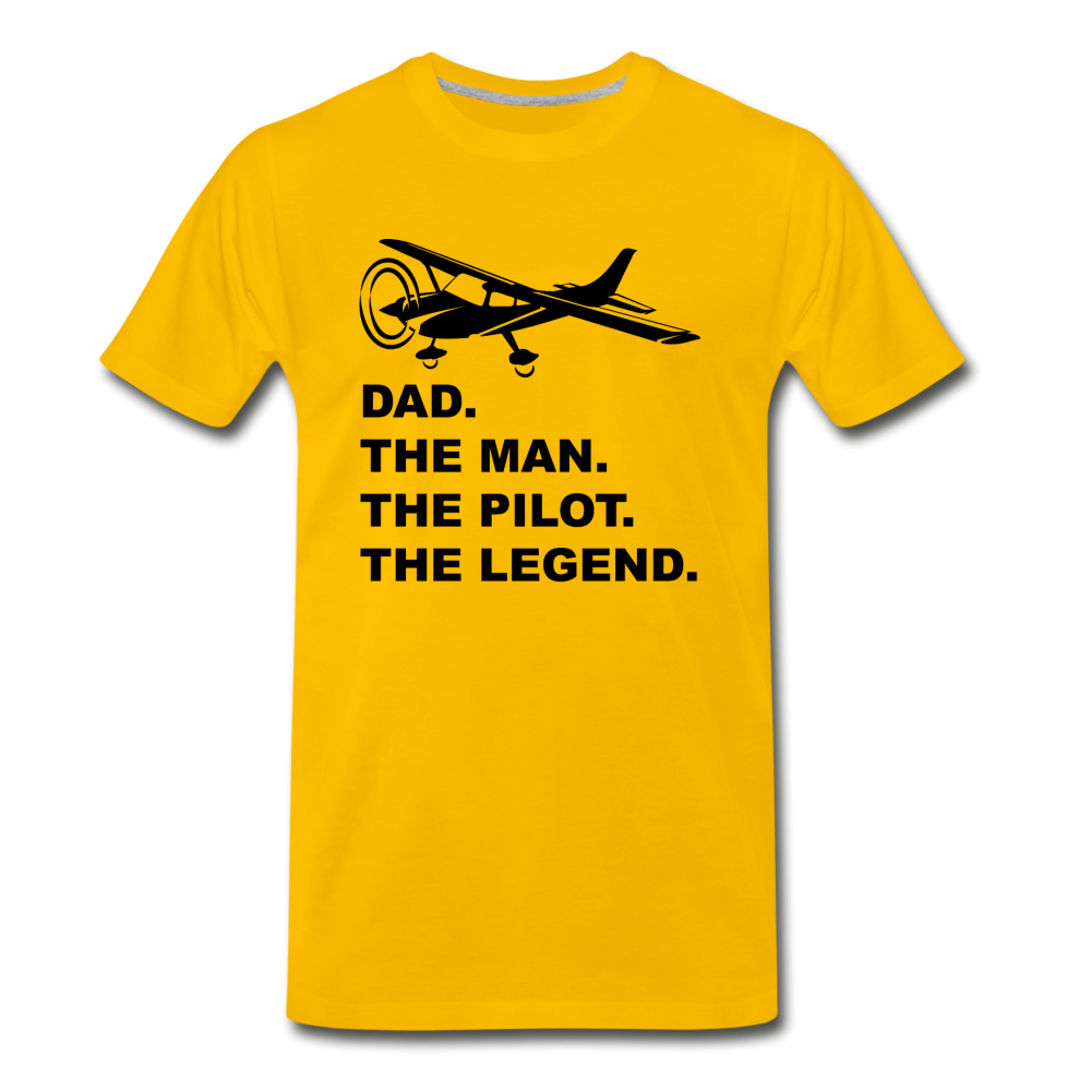 Dad - Man - Pilot - Legend - Black - Men's Premium T-Shirt - sun yellow