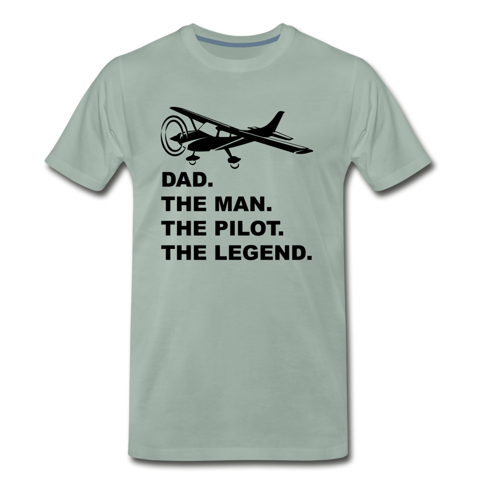 Dad - Man - Pilot - Legend - Black - Men's Premium T-Shirt - steel green