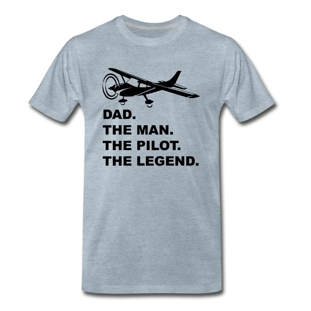 Dad - Man - Pilot - Legend - Black - Men's Premium T-Shirt - heather ice blue