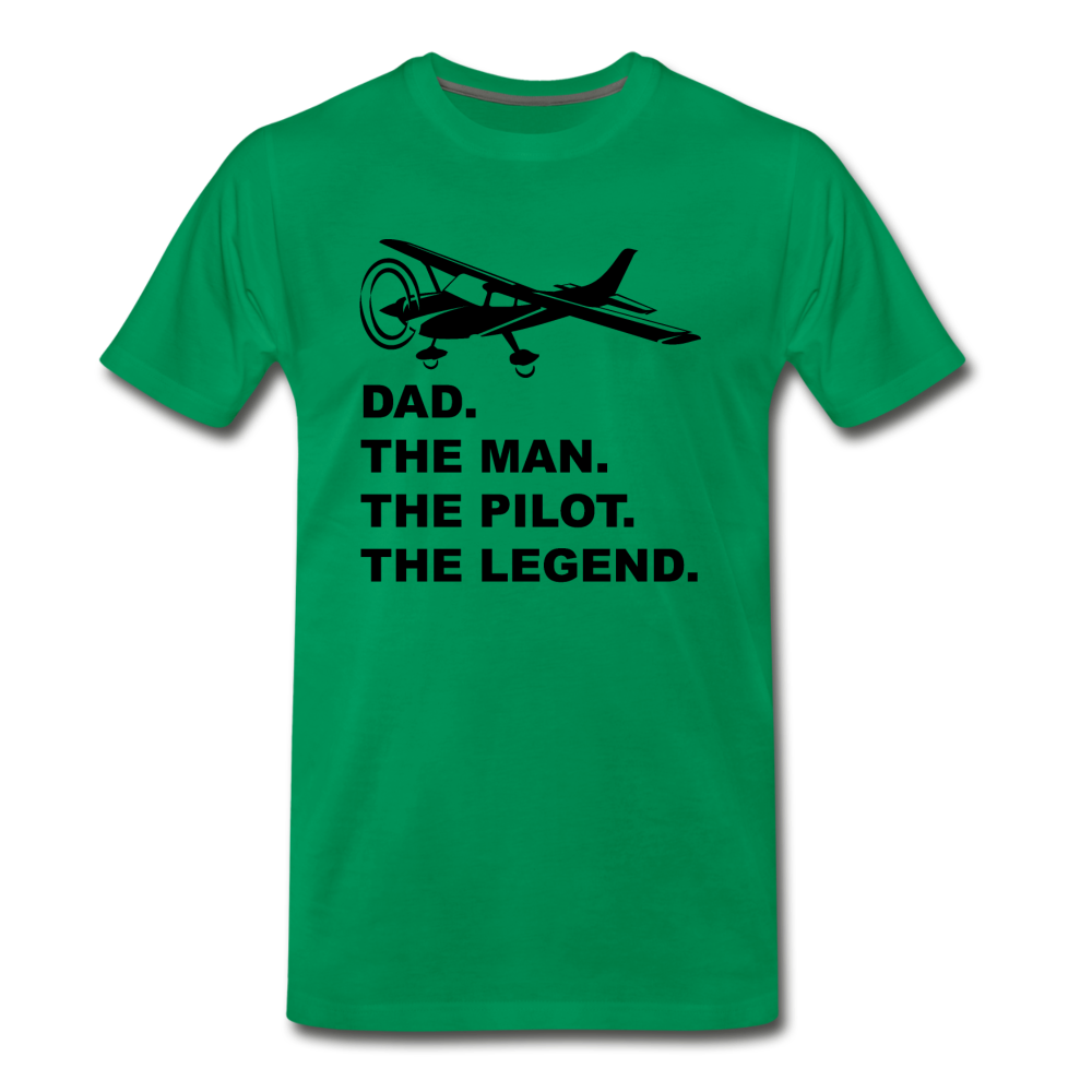 Dad - Man - Pilot - Legend - Black - Men's Premium T-Shirt - kelly green