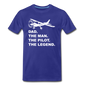 Dad - Man - Pilot - Legend - White - Men's Premium T-Shirt - royal blue