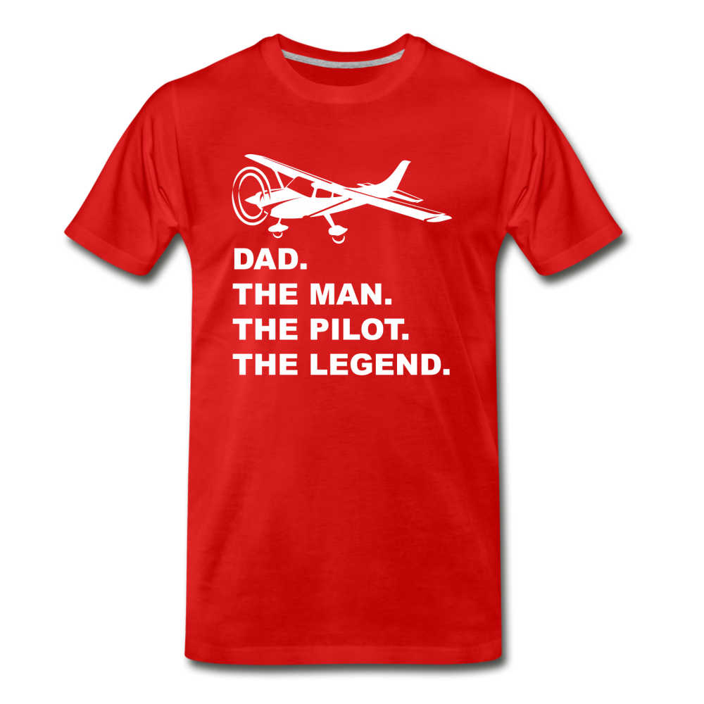 Dad - Man - Pilot - Legend - White - Men's Premium T-Shirt - red