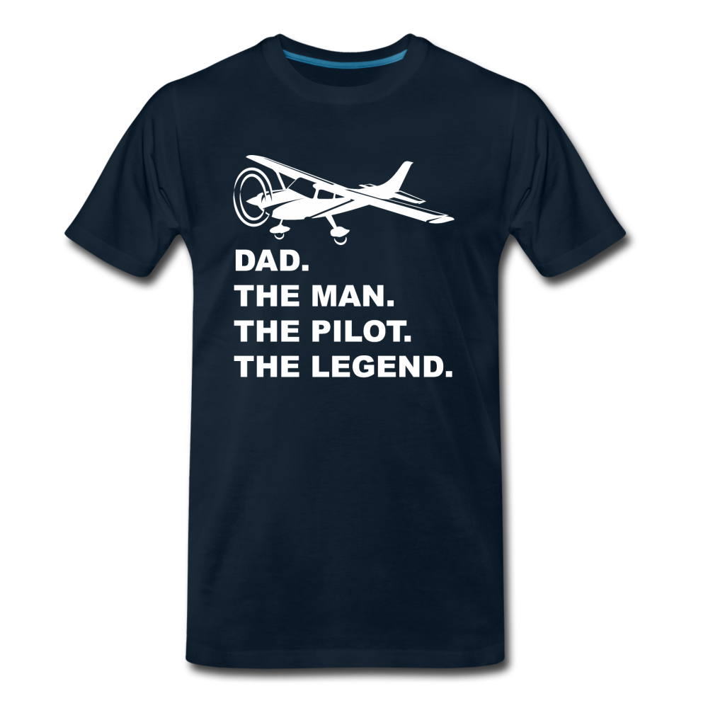 Dad - Man - Pilot - Legend - White - Men's Premium T-Shirt - deep navy