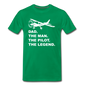 Dad - Man - Pilot - Legend - White - Men's Premium T-Shirt - kelly green