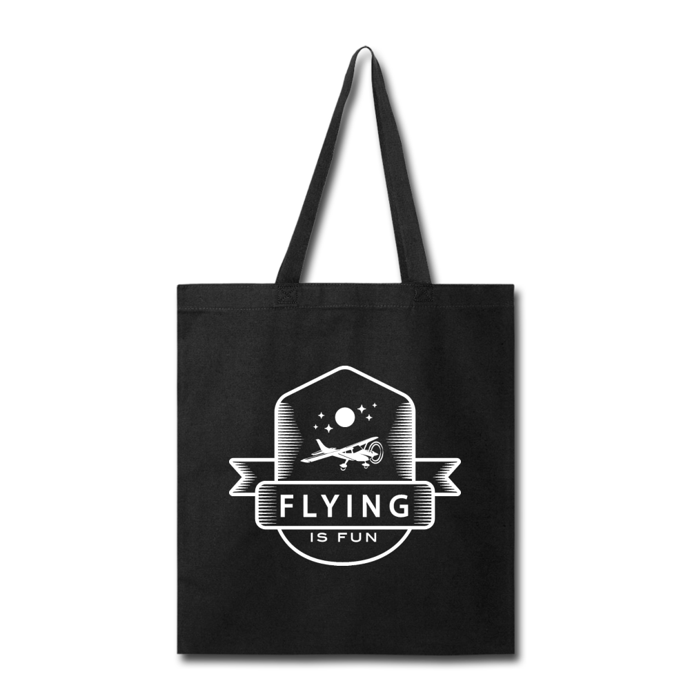 Flying Is Fun Badge - White - Tote Bag - black