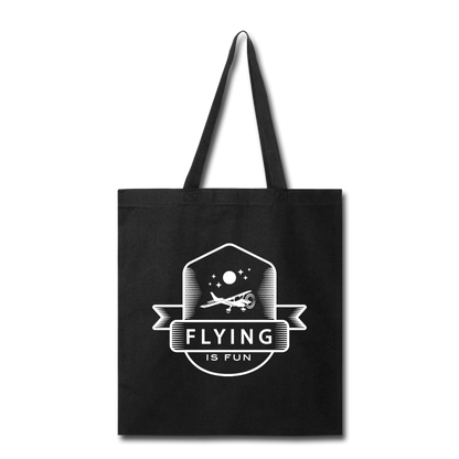 Flying Is Fun Badge - White - Tote Bag - black