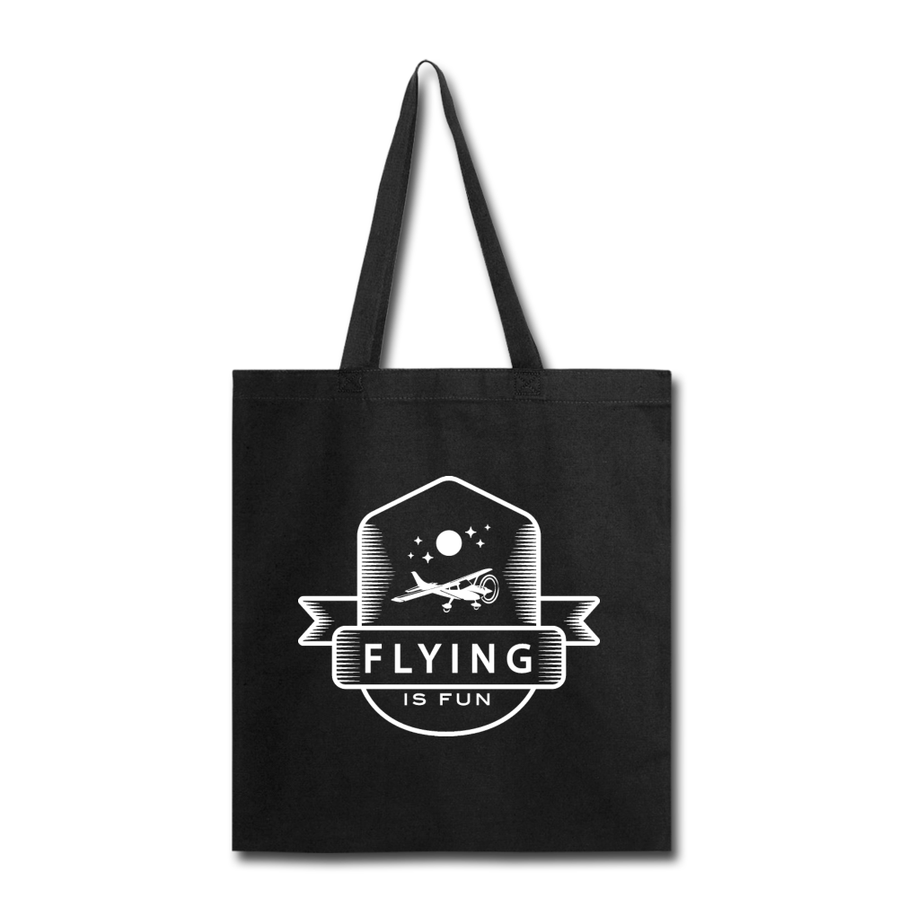 Flying Is Fun Badge - White - Tote Bag - black