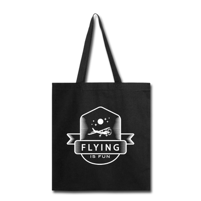 Flying Is Fun Badge - White - Tote Bag - black