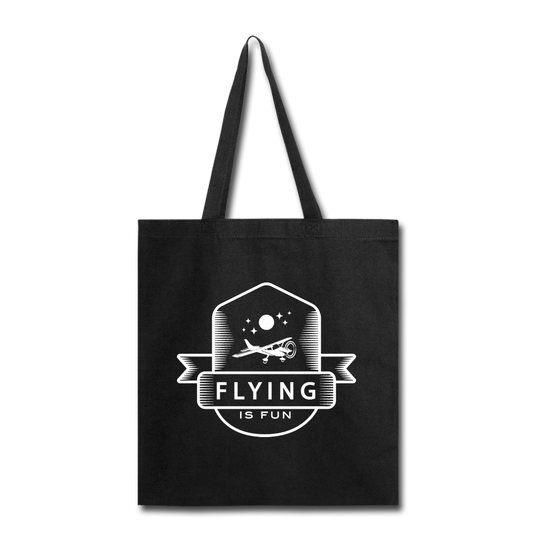 Flying Is Fun Badge - White - Tote Bag - black