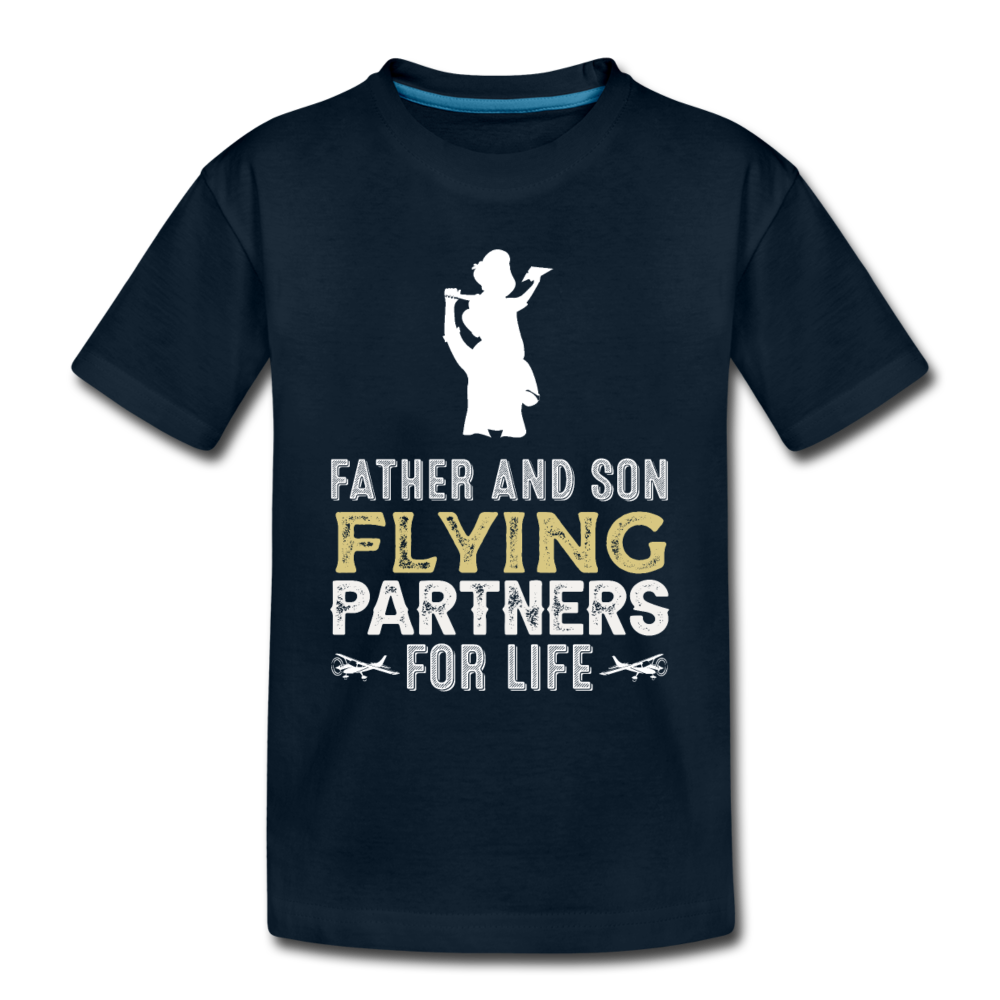 Flying Partners - Father And Son - Kids' Premium T-Shirt - deep navy