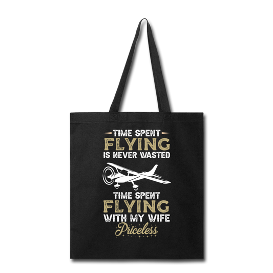 Time Spent Flying - Wife - Tote Bag - black