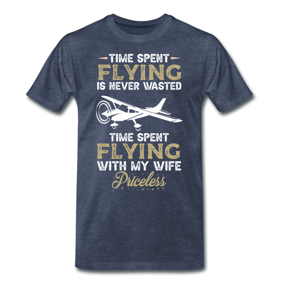 Time Spent Flying - Wife - Men's Premium T-Shirt - heather blue