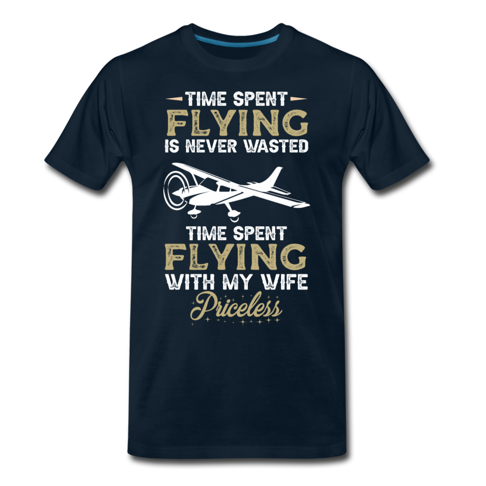 Time Spent Flying - Wife - Men's Premium T-Shirt - deep navy